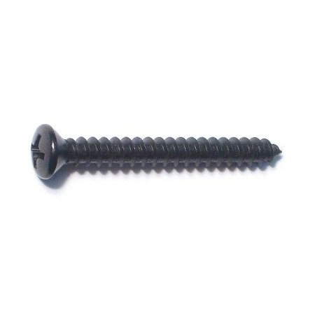 Midwest Fastener Sheet Metal Screw, #8 x 1-1/2 in, Black Steel Oval Head Phillips Drive, 15 PK 79487